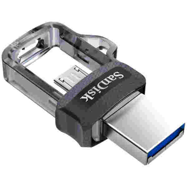 Spominski ključek 32GB USB 3.0 Sandisk Ultra Dual 150MB/s - plastičen/micro drsni/črn (SDDD3-032G-G46)