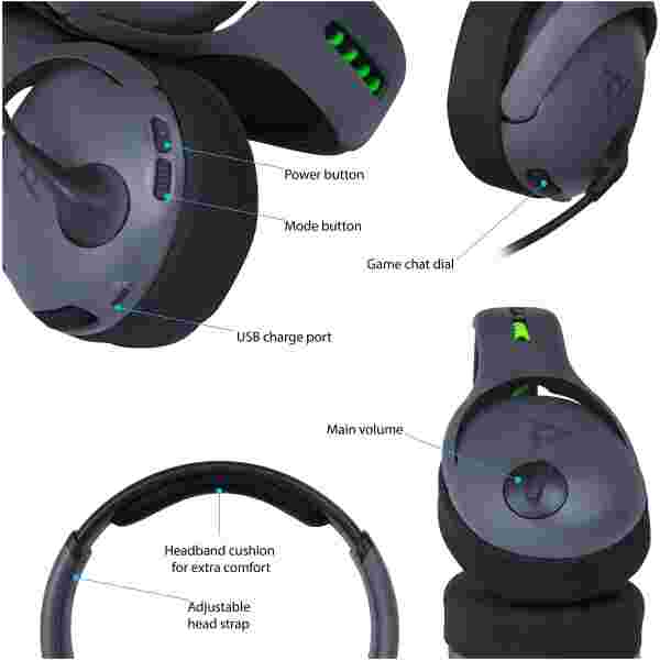 Brezžične slušalke PDP LVL50 Chat Headset za XBOX One sive barve - slika 3