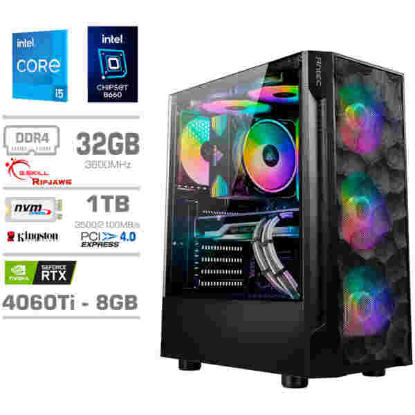 Računalnik MEGA TWR S7 i5-14600KF/RTX4060Ti-8GB/32GB/1TB-4.0/750W/Brez OS RGB