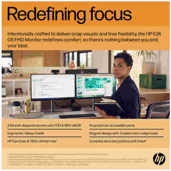 Monitor HP 60,5 cm (23,8") E24 G5 1920x1080 75Hz IPS 5ms HDMI DisplayPort 4xUSB3.2 Pivot  3H sRGB99% - slika 5
