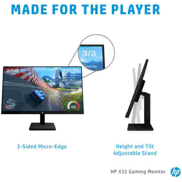 Monitor HP 80 cm (31,5") X32 2560x1440 Gaming 165Hz IPS 1ms HDMI DisplayPort HAS  3H sRGB99% FreeSync HDR400 - slika 4
