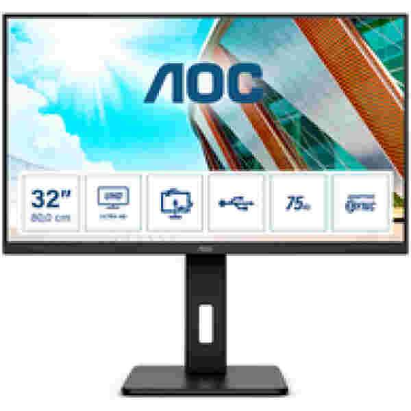 Monitor AOC 80 cm (31,5") U32P2 3840x2160 75Hz VA 4ms DVI 2xHDMI DisplayPort 4xUSB3.2 Pivot Zvočniki  3H - slika 4