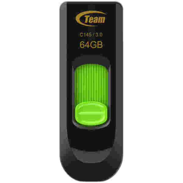 Spominski ključek 64GB USB 3.1 Teamgroup C145 - plastičen/drsni/črn (TC145364GG01)