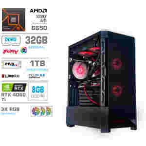 Računalnik MEGA MT S8 R5-7600X/RTX4060Ti/32GB-DDR5/1TB-4.0/750W/Brez OS/črna RGB + Estetski napajalni kabli [Rdeča / Črna]