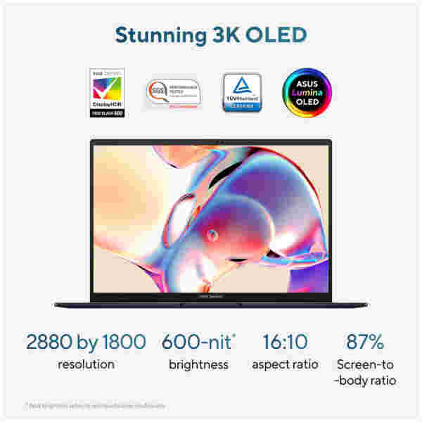 Prenosnik Asus 35,5 cm (14,0") Zenbook 14 OLED 2880x1800 OLED na dotik 500nit 120Hz Ultra 9-285H/32GB/SSD1TB/BL/ALU/Intel Arc/Win11Pro (90NB14W3-M00KH0) - slika 5