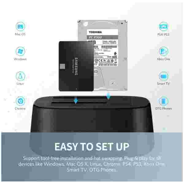 Ugreen Dvojna priključna postaja za trdi disk USB 3.0 to SATA - box - slika 3