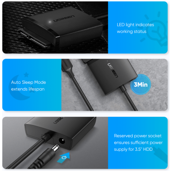 Ugreen USB 3.0 na SATA Adapter za trdi disk - box - slika 4