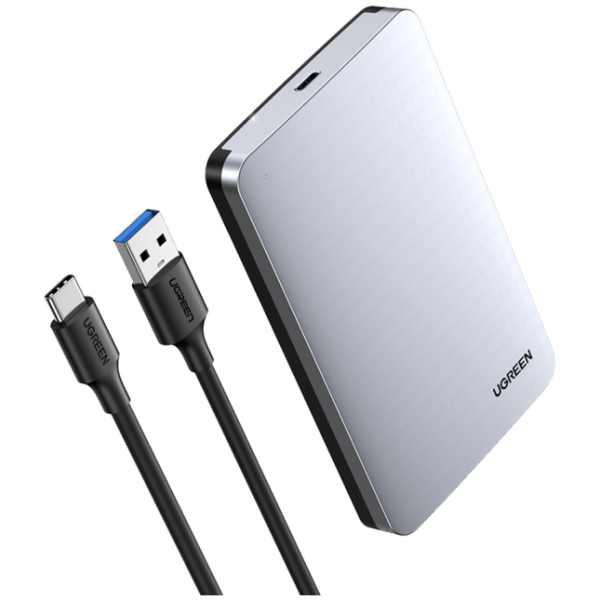 Ugreen 2.5 SATA ohišje za disk srebrn + USB-C-USB-A kabel - box