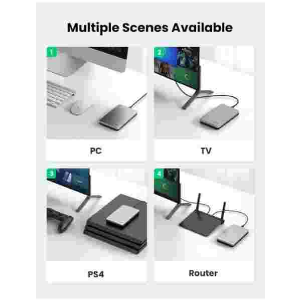 Ugreen 2.5 SATA ohišje za disk srebrn + USB-C-USB-A kabel - box - slika 2