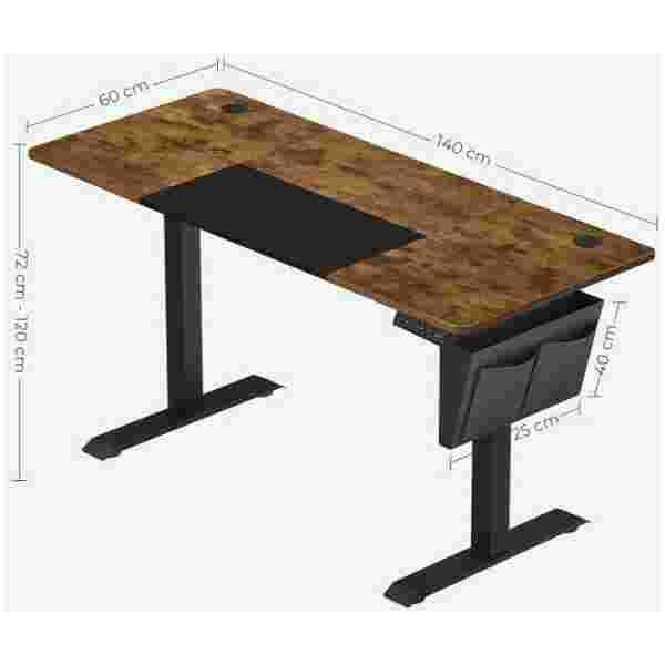 SONGMICS električna Sit/Stand miza z okvirjem črno rustikalna, LSD016X01 - slika 4