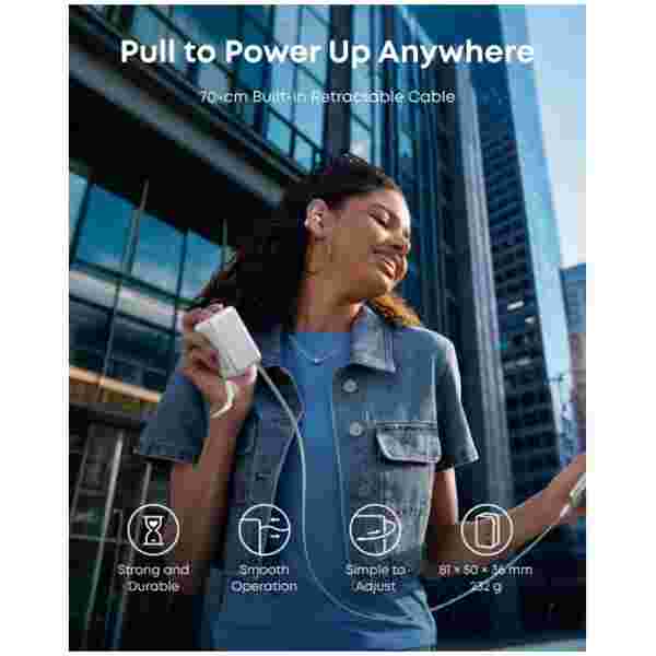 Anker Nano Power Bank 10000 mAh, 45W z vgrajenim USB-C kablom, bel - slika 4