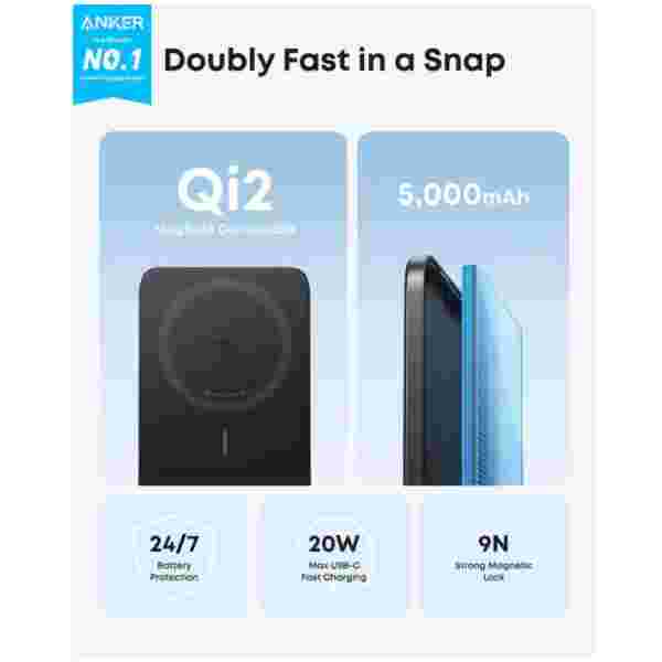 Anker Nano Power Bank 5000 mAh Slim, črn - slika 3