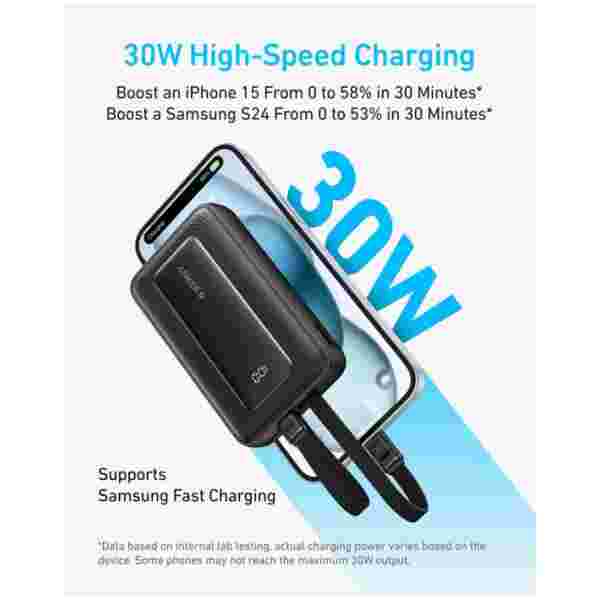 30W z vgrajenima kabloma USB-C + Lightning