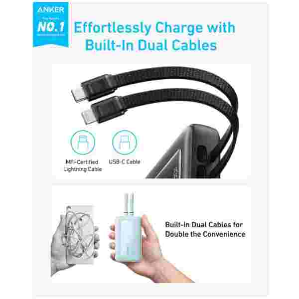 30W z vgrajenima kabloma USB-C + Lightning