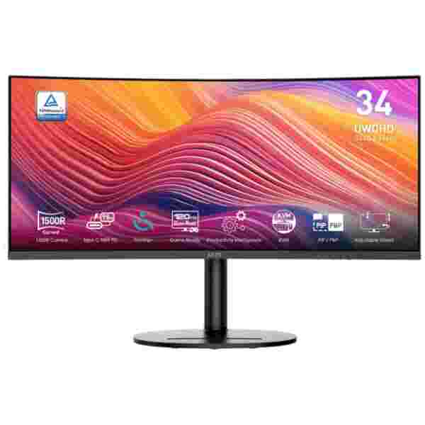 Zaslon MSI Modern MD342CQP / 34" / UWQHD / VA / 120Hz / 1ms (MPRT) / ukrivljen / KVM / črn - nastavljiv po višini - PD 98W