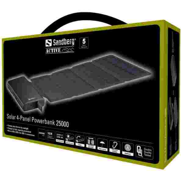 Sandberg 4 panelna solarna prenosna baterija 25.000 mAh - slika 3