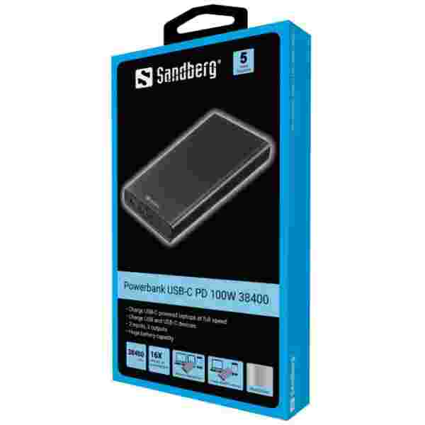 Sandberg Powerbank USB-C PowerDelivery 100W 38.400mAh prenosna baterija - slika 2