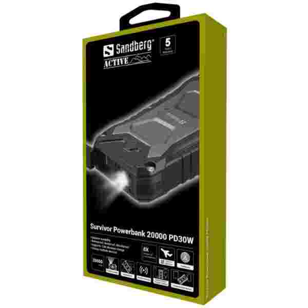 Sandberg Survivor Powerbank 20000 PD30W prenosna baterija - slika 4