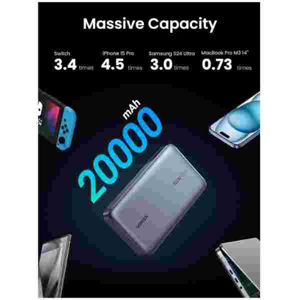 Ugreen 100W 20000mAh Prenosna baterija za prenosni računalnik s tremi vrati - slika 3