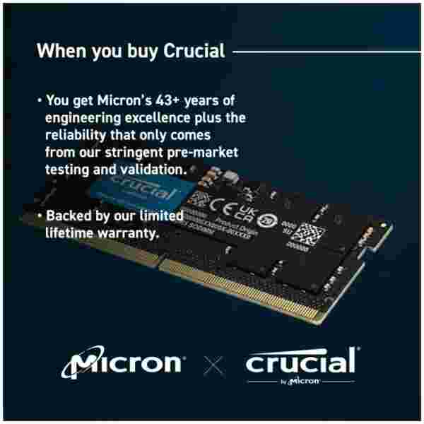 Crucial 32GB DDR5-4800 SODIMM PC5-38400 CL40, 1.1V - slika 3