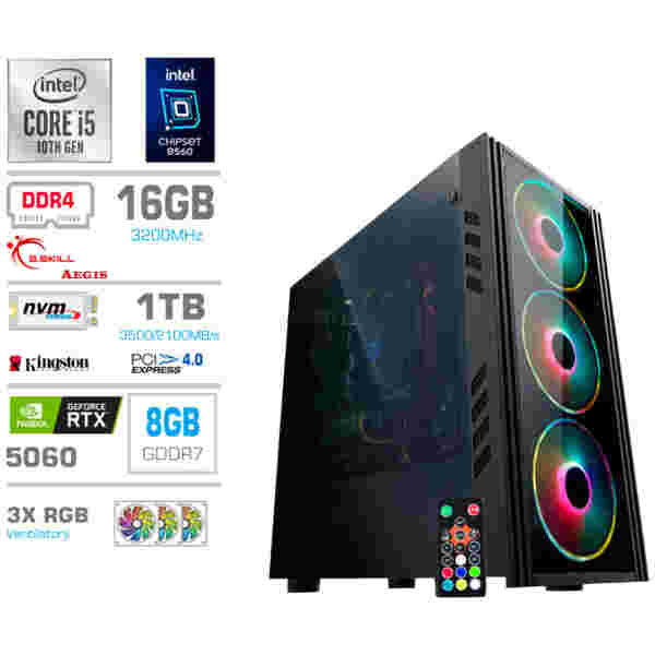 Računalnik MEGA MT 5000 i5-11600K/RTX5060/16GB/1TB-4.0/350W/Brez OS RGB