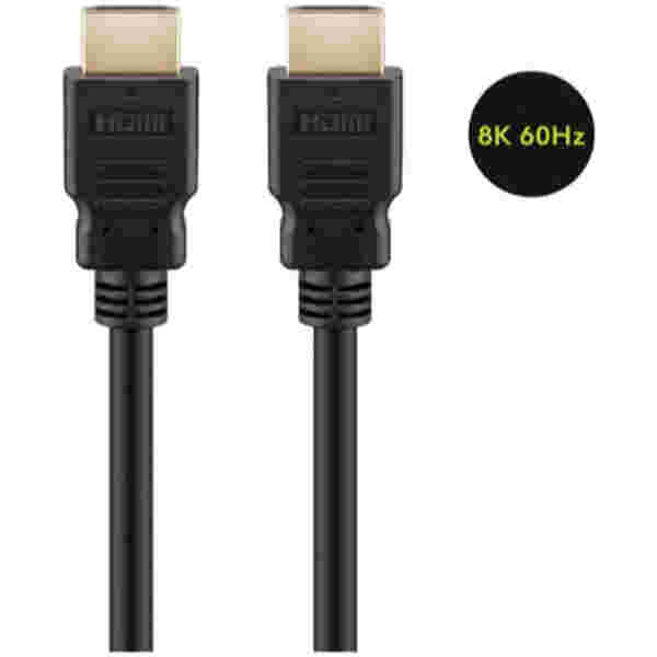 KABEL HDMI/HDMI M/M  0,5m Goobay pozlačeni kontakti V2,1 8K@60Hz 4K@120Hz ethernet (41081)