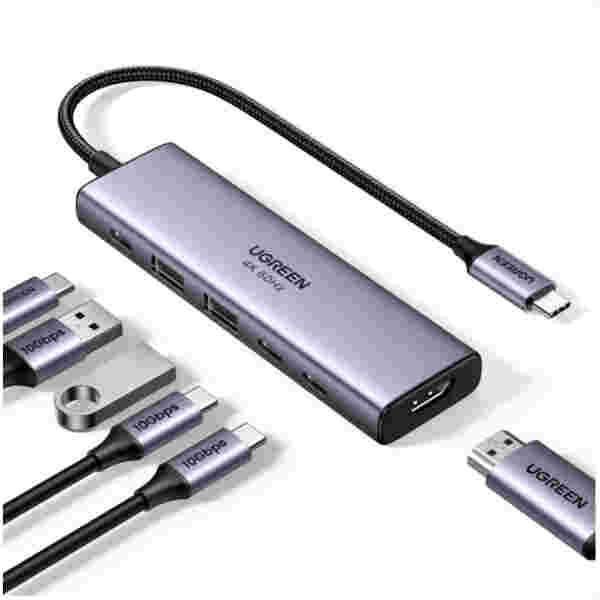 Priklopna postaja USB-C => Ugreen 6v1 HDMI 2xUSB3.2 2xUSB-C 100W 1xUSB-C PD (35999)