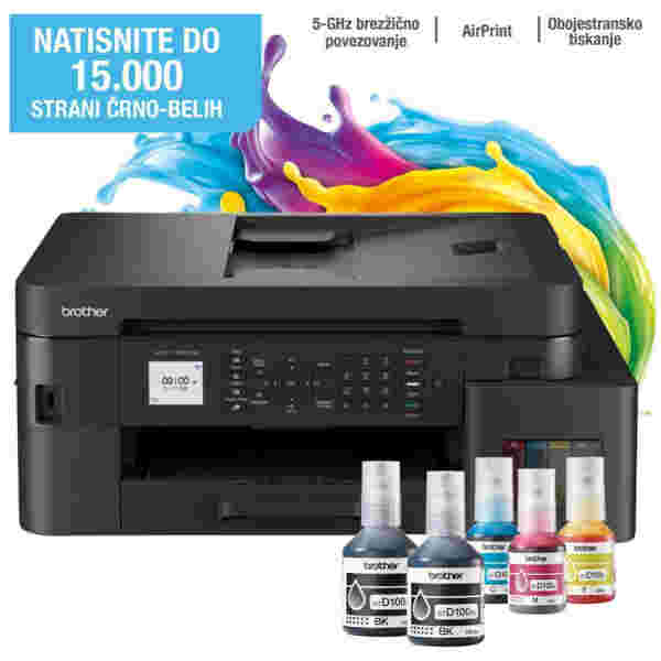 Tiskalnik multifunkcijski brizgalni barvni Brother MFC-T930DW A4 duplex tisk enostransko skeniranje USB LAN WiFi 17ppm (MFCT930DWYJ1)