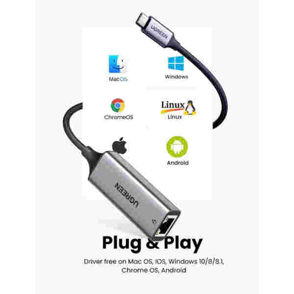 Mrežni adapter USB-C => LAN RJ45 100/1000 Ugreen gigabit (50737) - slika 3