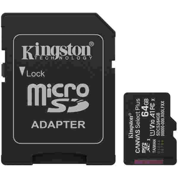 Spominska kartica SDXC-Micro 64GB Kingston Canvas Select Plus Class10 100MB/s/UHS-I +adapter (SDCS3/64GB)