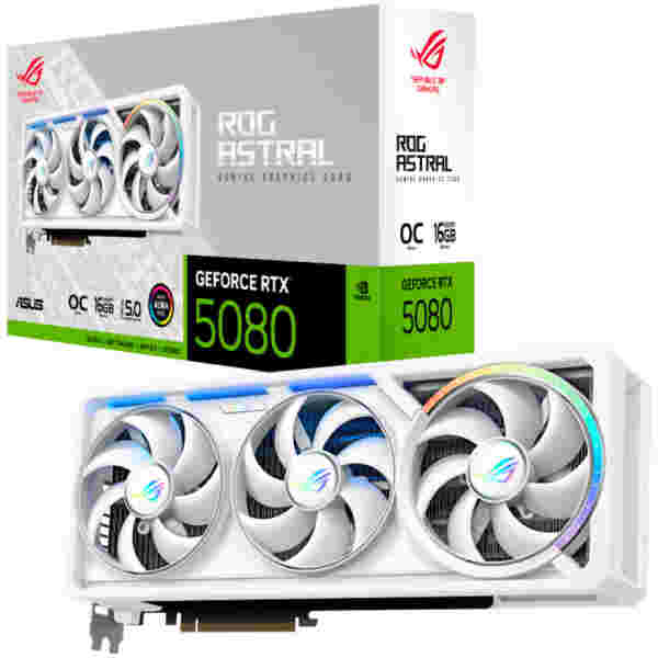 Grafična kartica nVidia RTX5080 Asus ROG Asral OC Edition Bela - 16GB GDDR7 (90YV0LV4-M0NA00)