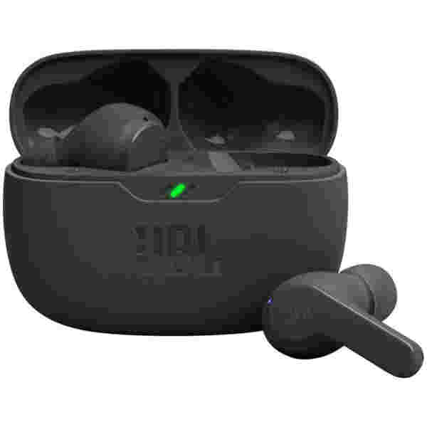 Slušalke brezžične JBL ušesne z mikrofonom BT Vibe Beam črne TWS (JBLVBEAMBLK)