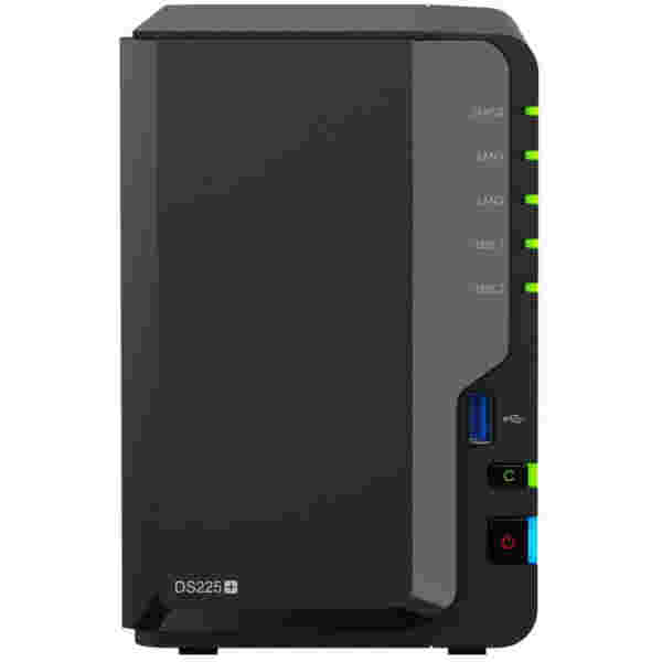 NAS ohišje Synology DS225+ 2x3.5'' SATA HDD/SSD Intel Celeron J4125 4-core (4-thread) 2.0 GHz 2GB DDR4 non-ECC 1xRJ-45 1GbE 1xRJ-45 2.5 GbE 2xUSB 3.2 Gen1