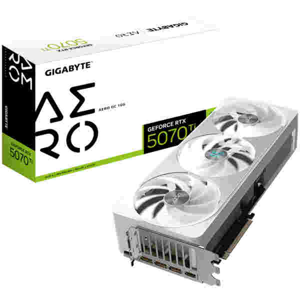 Grafična kartica nVidia RTX5070Ti GigaByte AERO OC bela - 16GB GDDR7 (GV-N507TAERO OC-16GD)