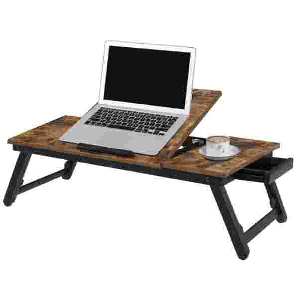 SONGMICS Miza za prenosnik RUSTIC s predalom rustikalna, LLD110B01 - slika 5