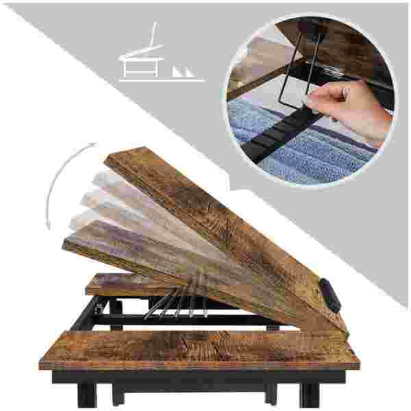 SONGMICS Miza za prenosnik RUSTIC s predalom rustikalna, LLD110B01 - slika 3