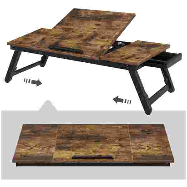 SONGMICS Miza za prenosnik RUSTIC s predalom rustikalna, LLD110B01 - slika 4