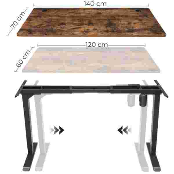 SONGMICS električen Sit/Stand okvir za mizo črn, LSD010B01V1 - slika 5