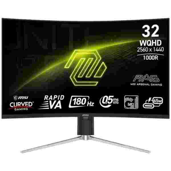 Zaslon MSI MAG 325CQRF QD E2 31.5" / WQHD / 180Hz / 0.5ms (GtG) / ukrivljen / črn - nastavljiv po višini - PD 65W