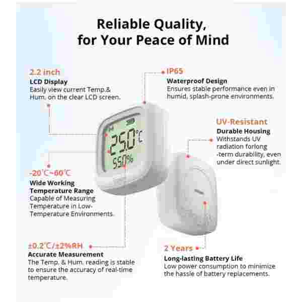 SONOFF ZigBee pametni senzor temperature in vlage SNZB-02WD - slika 4