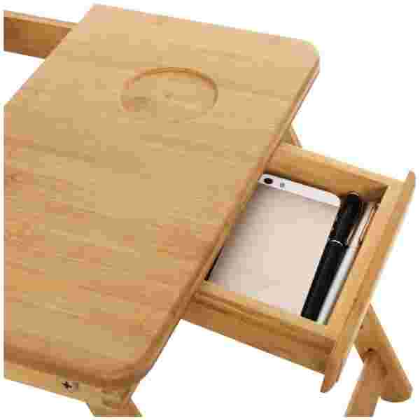 SONGMICS Miza za prenosnik Bamboo s predalom 55 x 35 x (21 - 29) cm naravna, LLD002 - slika 3
