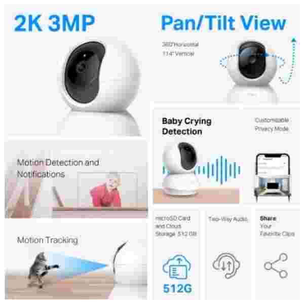 TP-LINK Tapo C210P2 2k 3MP 2304 x 1296 Pan/Tilt WiFi varnostna kamera - slika 2